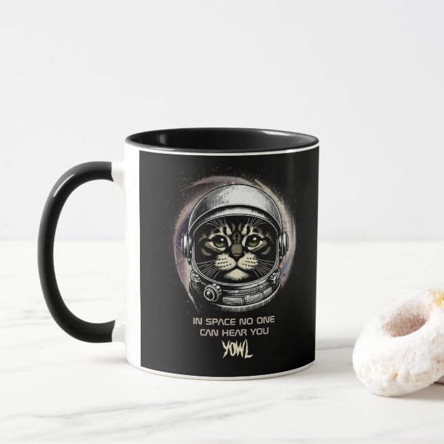Mug Parodie de l'espace de la cuillère de chat amusant (Avec donut)