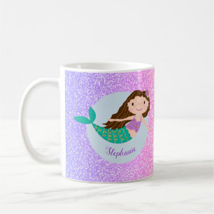 Mug Parties scintillant arc-en-ciel mignonne sirène pe