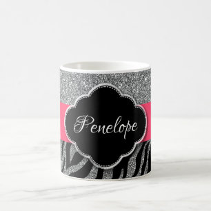 Mug Parties scintillant Argent Girly Rose Zebra Beauté