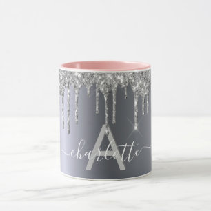 Mug Parties scintillant argent goutte le nom du monogr