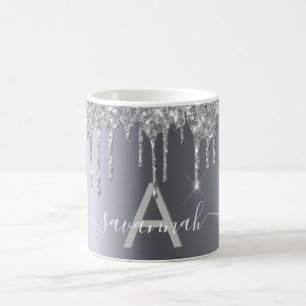 Mug Parties scintillant argent goutte le nom du monogr