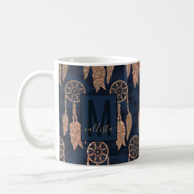 Mug Parties scintillant bleue de la Marine or Ikat Dre (Gauche)