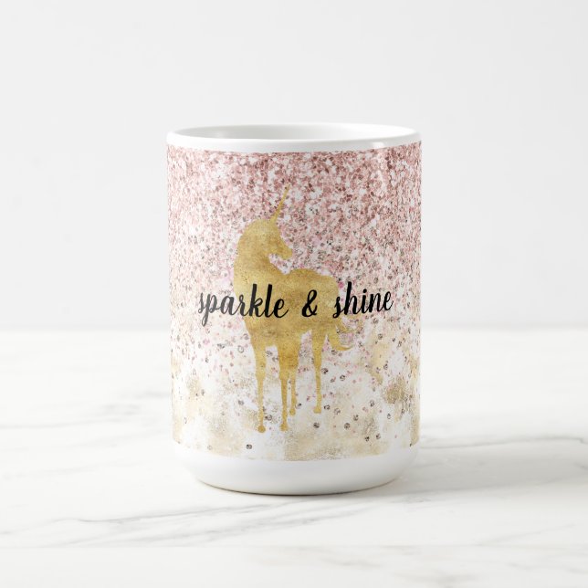 Mug Parties scintillant brillante en or rose Unicorne (Centre)