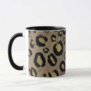 Mug Parties scintillant Brown d'or et chépard de léopa