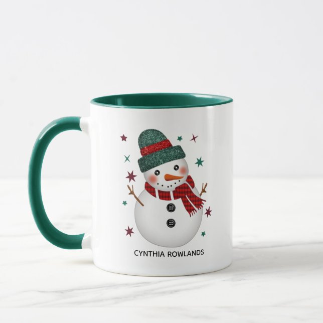 Mug Parties scintillant Casquette et Plaid Scarf Snowm (Gauche)