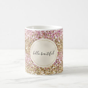 Mug Parties scintillant Confetti rose or Personnalisé