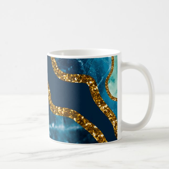 Mug Parties scintillant de la géode d'âge bleu et or (Droite)
