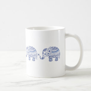 Mug Parties scintillant de tons bleus Floral Elephant 