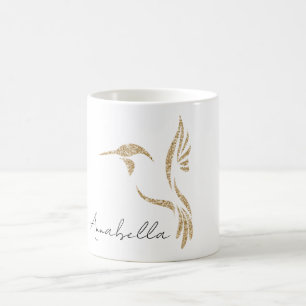 Mug Parties scintillant d'or Colibri et nom personnali