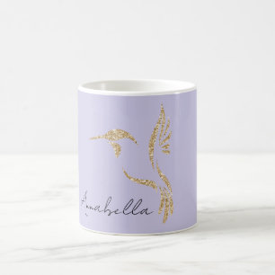 Mug Parties scintillant d'or Colibri & Nom personnalis
