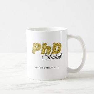 Mug Parties scintillant d'or Doctorat étudiant café Mu