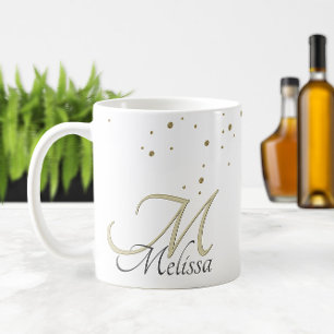 Mug Parties scintillant d'or étincelles Nom et Monogra