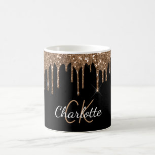 Mug Parties scintillant d'or noir gouttes de script mo