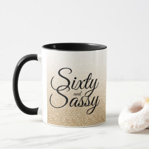 Mug Parties scintillant d'or Ombre 60 et Sassy 60e ann