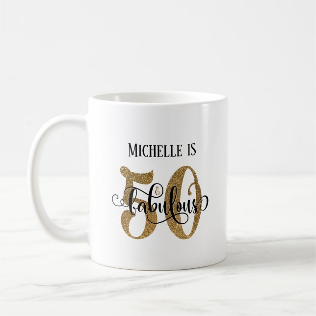 Mug Parties scintillant d'or Script 50 et fabuleux sur (Gauche)