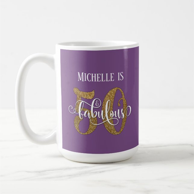 Mug Parties scintillant d'or Script 50 et fabuleux sur (Gauche)