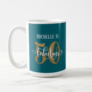 Mug Parties scintillant d'or Script 50 et fabuleux sur