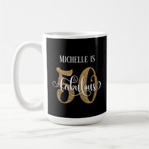 Mug Parties scintillant d'or Script 50 et fabuleux sur