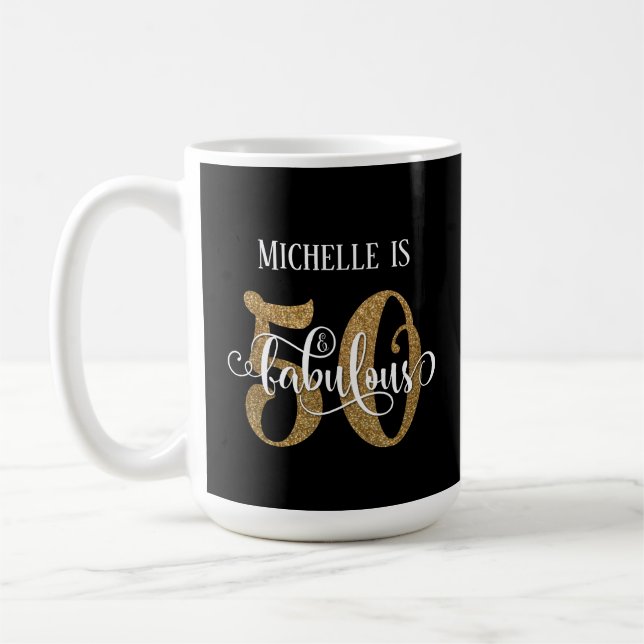 Mug Parties scintillant d'or Script 50 et fabuleux sur (Gauche)