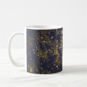 Mug Parties scintillant dorée et étoiles bleues scinti