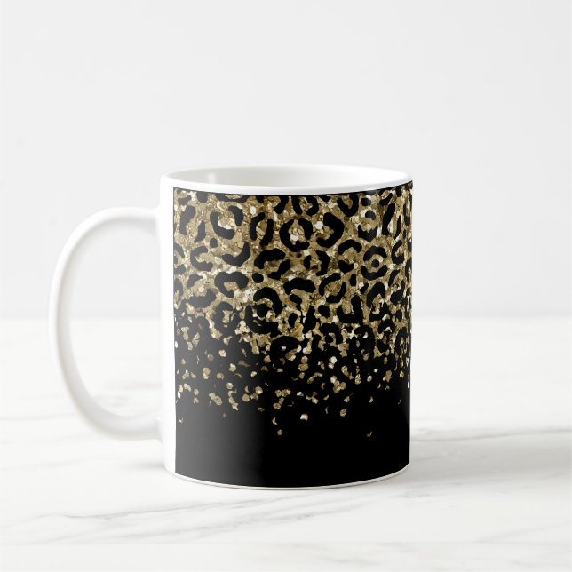 Mug Parties scintillant Empreinte de léopard d'or noir (Gauche)