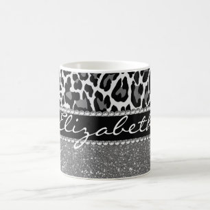 Mug Parties scintillant Empreinte de léopard personnal