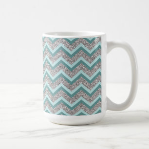 Mug Parties scintillant en argent et ZigZag Turquoise