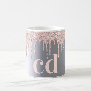 Mug Parties scintillant en or rose argent  gouttes mon