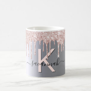 Mug Parties scintillant en or rose argenté  monogramme