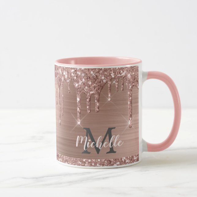 Mug Parties scintillant en or rose vierge Vernis Monog (Droite)
