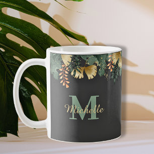 Mug Parties scintillant Feuille tropicale Monogramme T