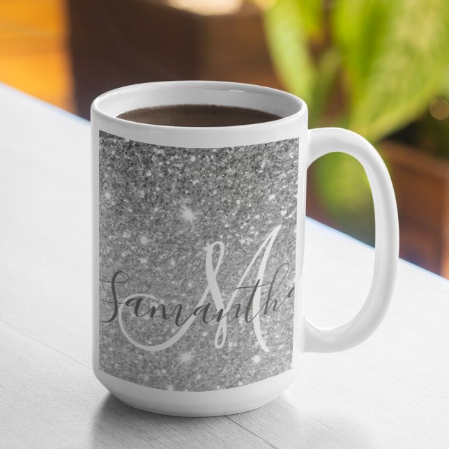 Mug Parties scintillant gris moderne éclabousser Nom p (Créateur téléchargé)