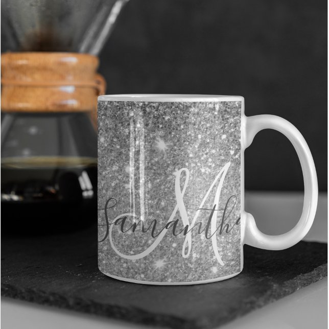 Mug Parties scintillant gris moderne éclabousser Nom p (Créateur téléchargé)
