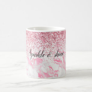 Mug Parties scintillant Marbre blanc rose