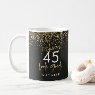 Mug Parties scintillant moderne noir et or café 45h a