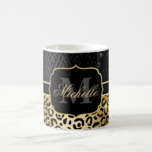 Mug Parties scintillant Noir & Or Glam Leopard Spots &