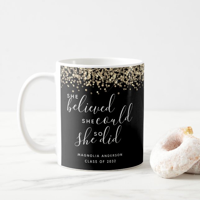 Mug Parties scintillant Noire Elle Croyait Qu'Elle Pou (Avec donut)