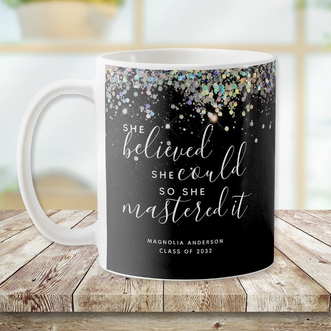 Mug Parties scintillant Noire Elle Croyait Qu'Elle Pou (Créateur téléchargé)
