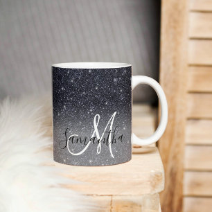 Mug Parties scintillant noire moderne étincelles Nom p