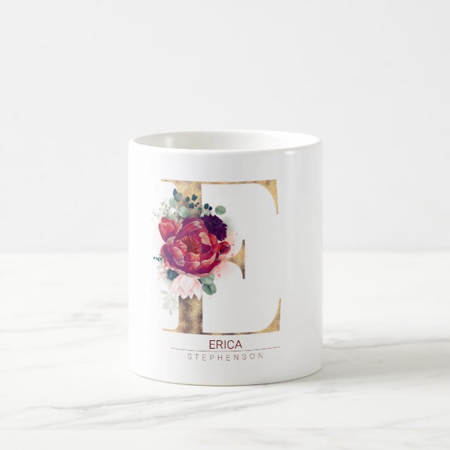 Mug Parties scintillant or E Monogramme Floral Bourgog (Centre)