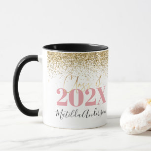 Mug parties scintillant or rose graduation élégant s