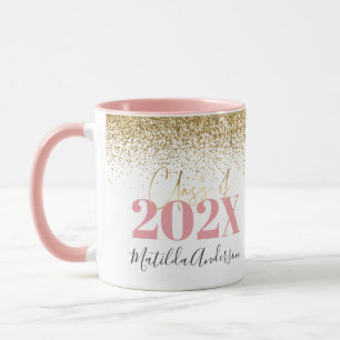 Mug parties scintillant or rose graduation élégant scr