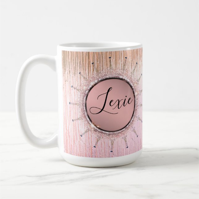 Mug Parties scintillant personnalisée Mandala Pink Ver (Gauche)