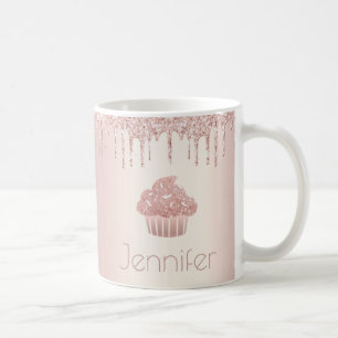 Mug parties scintillant rose de cupcake or goutte de g