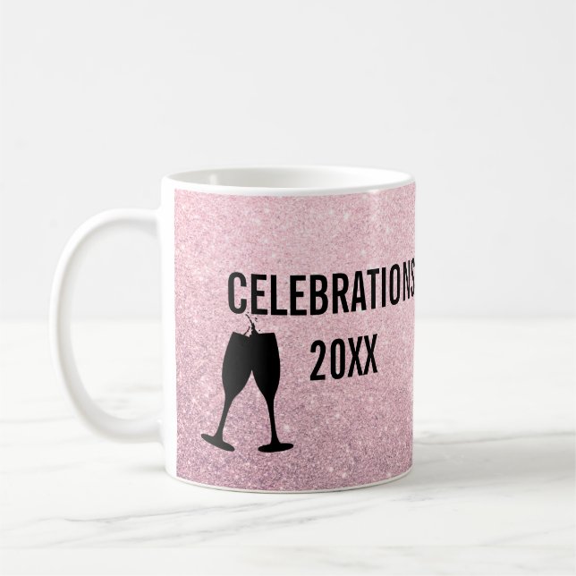 Mug Parties scintillant rose Fêtes Champagne Bravo (Gauche)