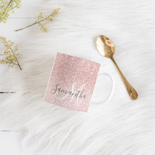 Mug Parties scintillant rose moderne étincelles Nom pe
