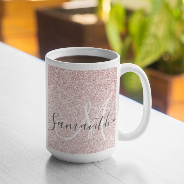 Mug Parties scintillant rose moderne étincelles Nom pe (Créateur téléchargé)