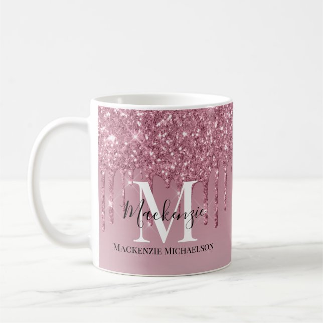 Mug Parties scintillant rose or Rose de fille Nom du m (Gauche)