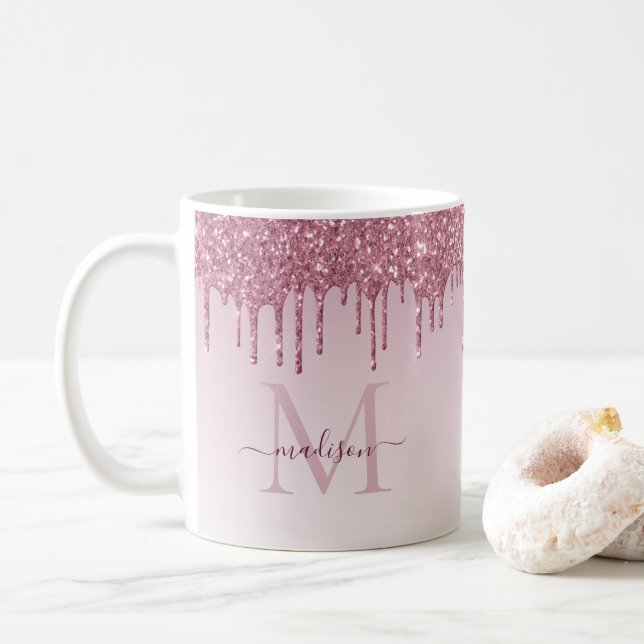 Mug Parties scintillant rose Rose or Étincelle Monogra (Avec donut)