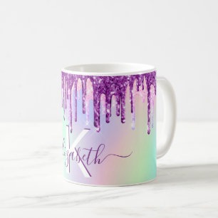 Mug Parties scintillant rose violet gouttes holographi